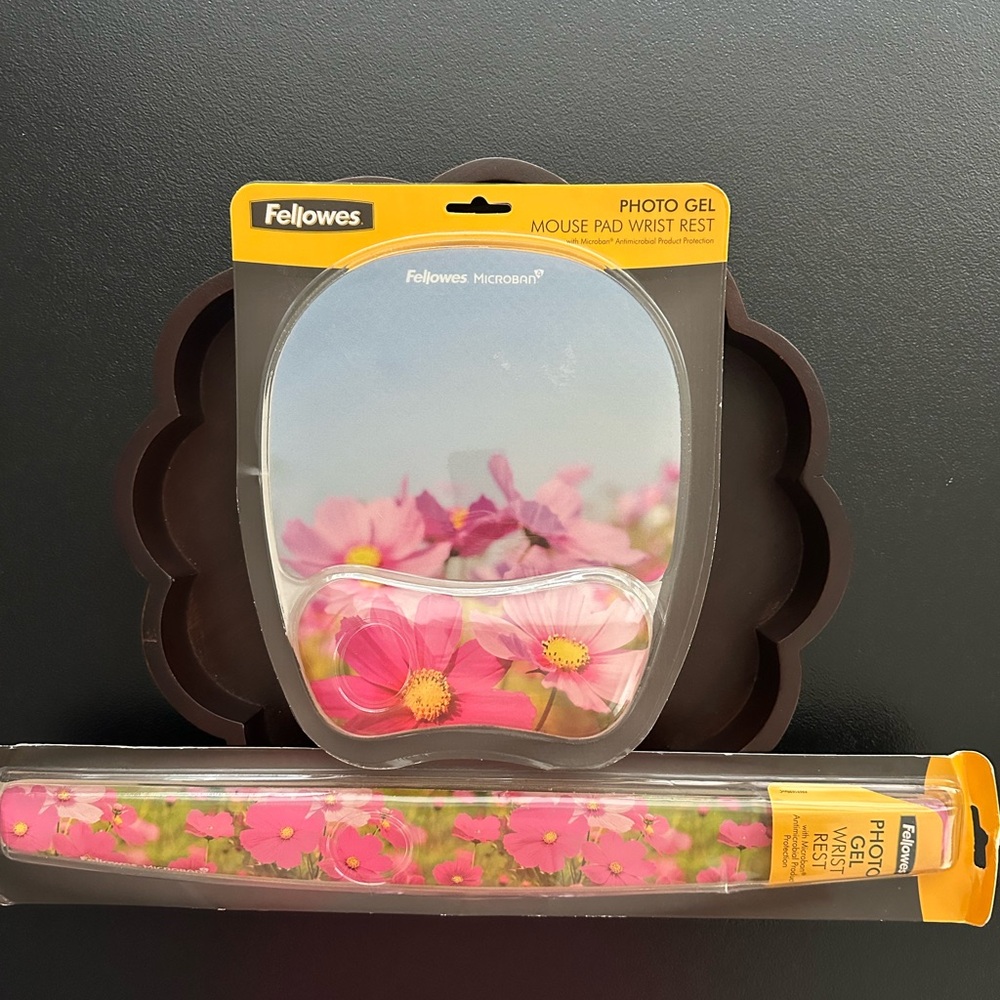Fellowes Photo Gel Floral Mouse Pad & Wrist Rest Set